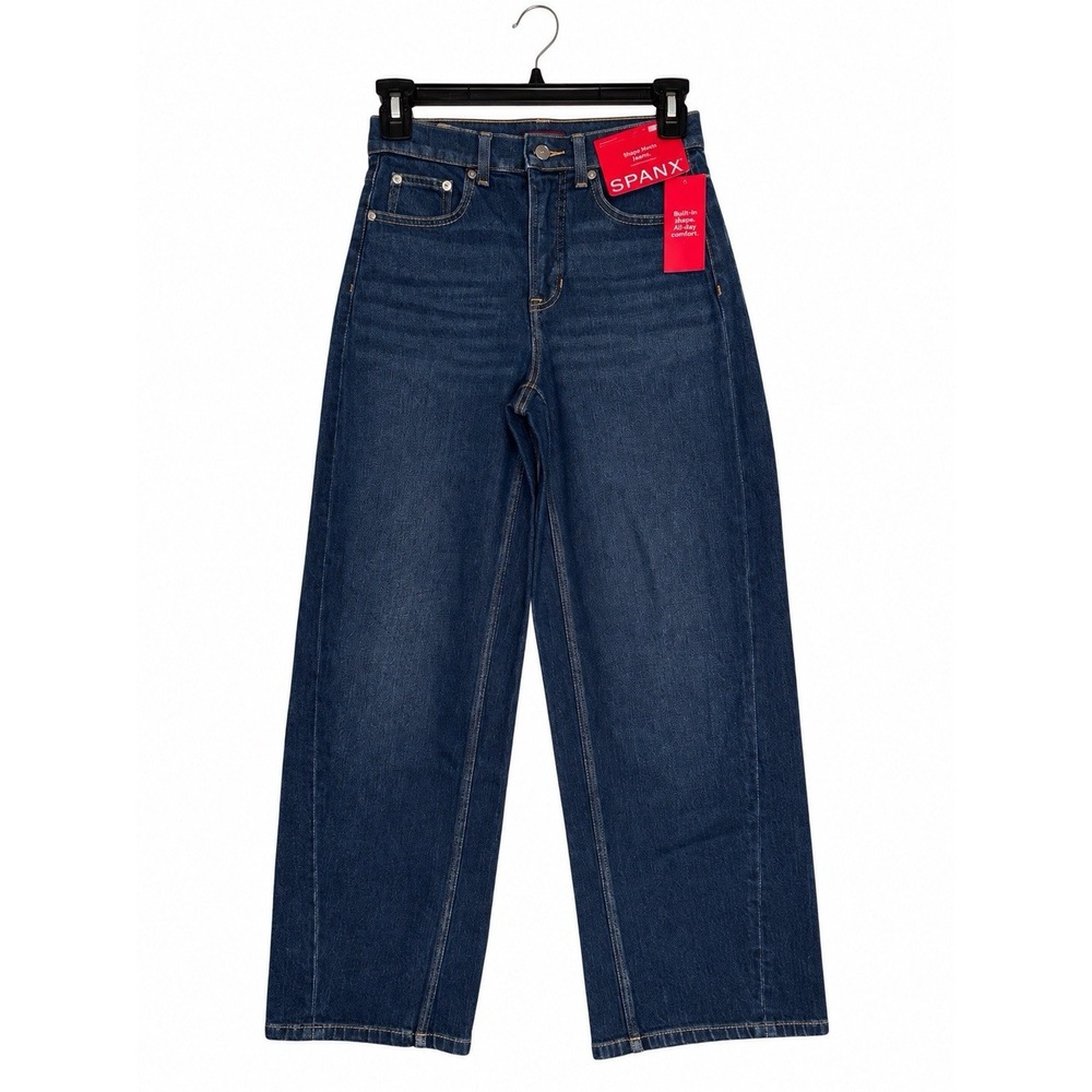 SPANX Authentic Barrel Leg Jeans Women's XS Adriatic Blue High Rise NWT $158
